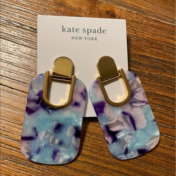 Kate Spade Geo Rectangular Lilac Drop Earrings - Picture 4 of 8
